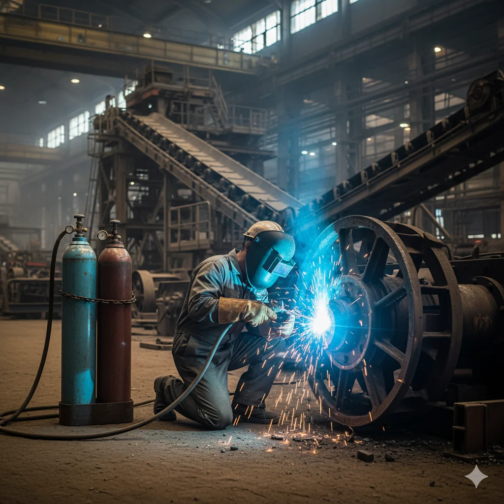 Soldadura en minería con oxígeno y acetileno