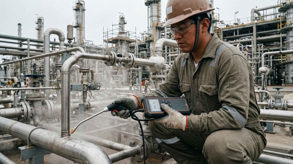 La pequeña estructura molecular del helio permite identificar microfisuras imperceptibles para otros métodos de inspección.